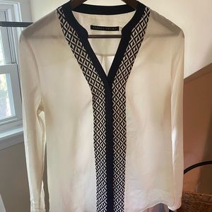 Navy and White Blouse